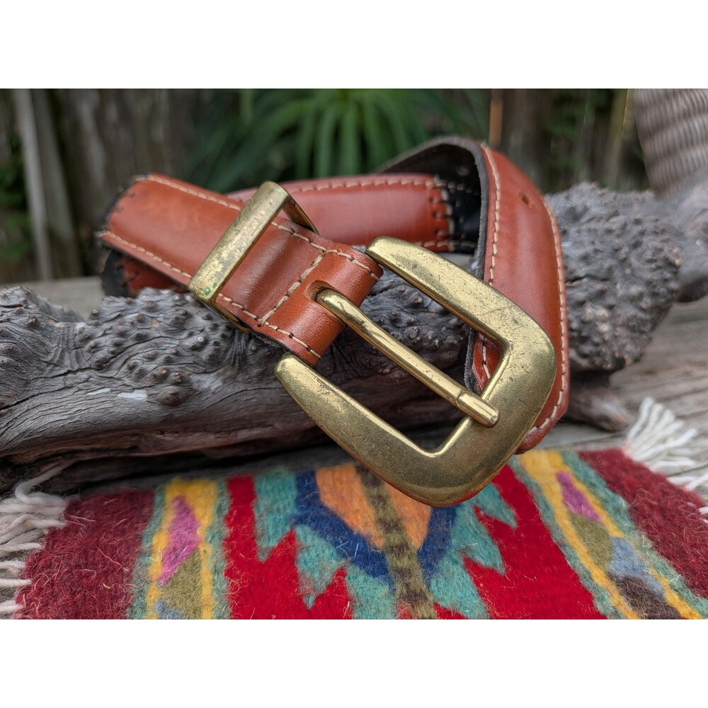 Vintage Leather Patchwork Belt By Fossil, Womens Size Medium